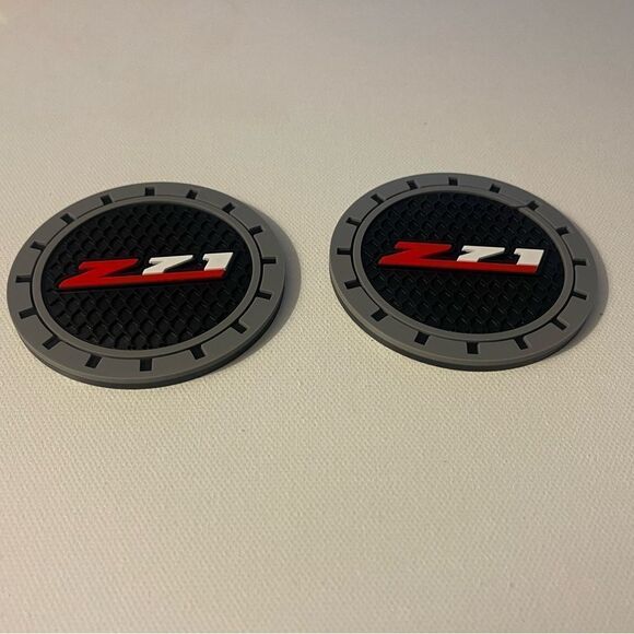Z71 Car Cup Coasters in Black and Gray Set of 2 NWT - Picture 4 of 5